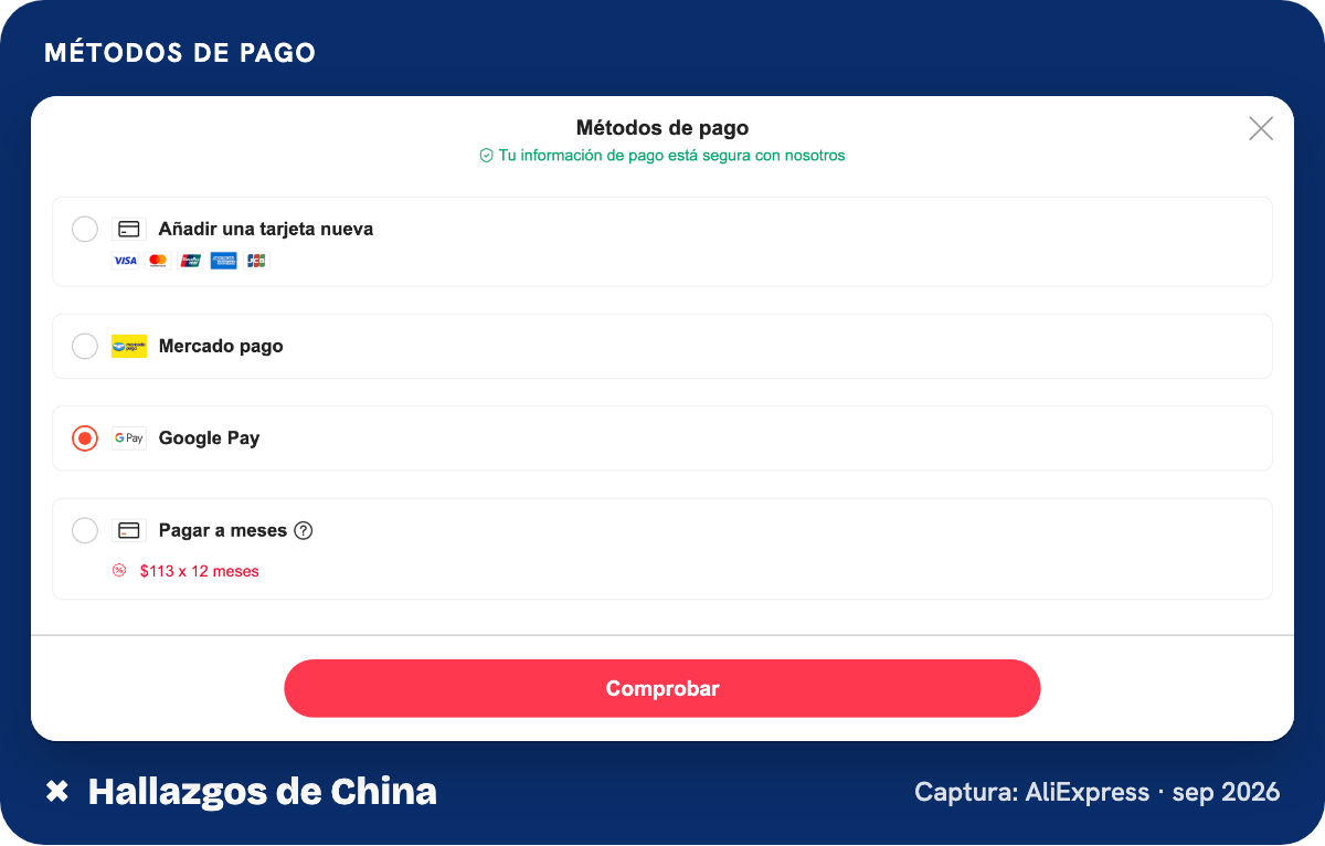 Métodos de pago en AliExpress