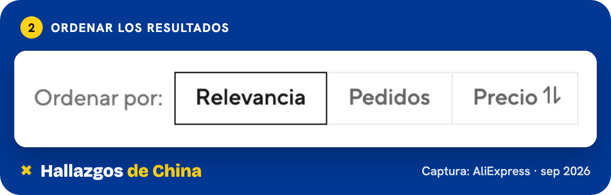 Organiza por pedidos o por precio