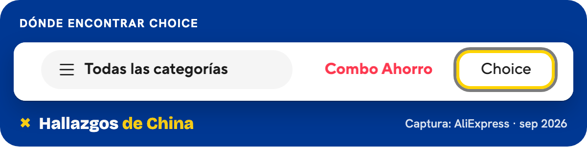 Acceso al apartado Choice en el sitio web de AliExpress.