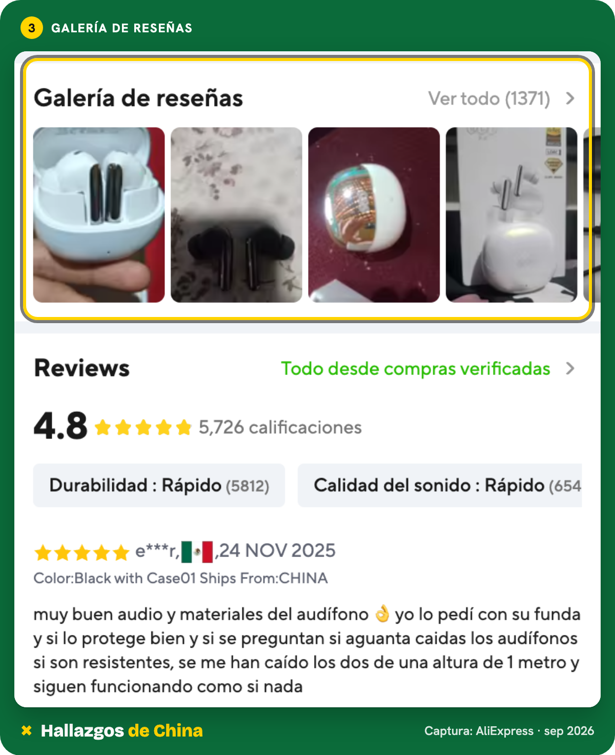 Reseñas y fotos de compradores
