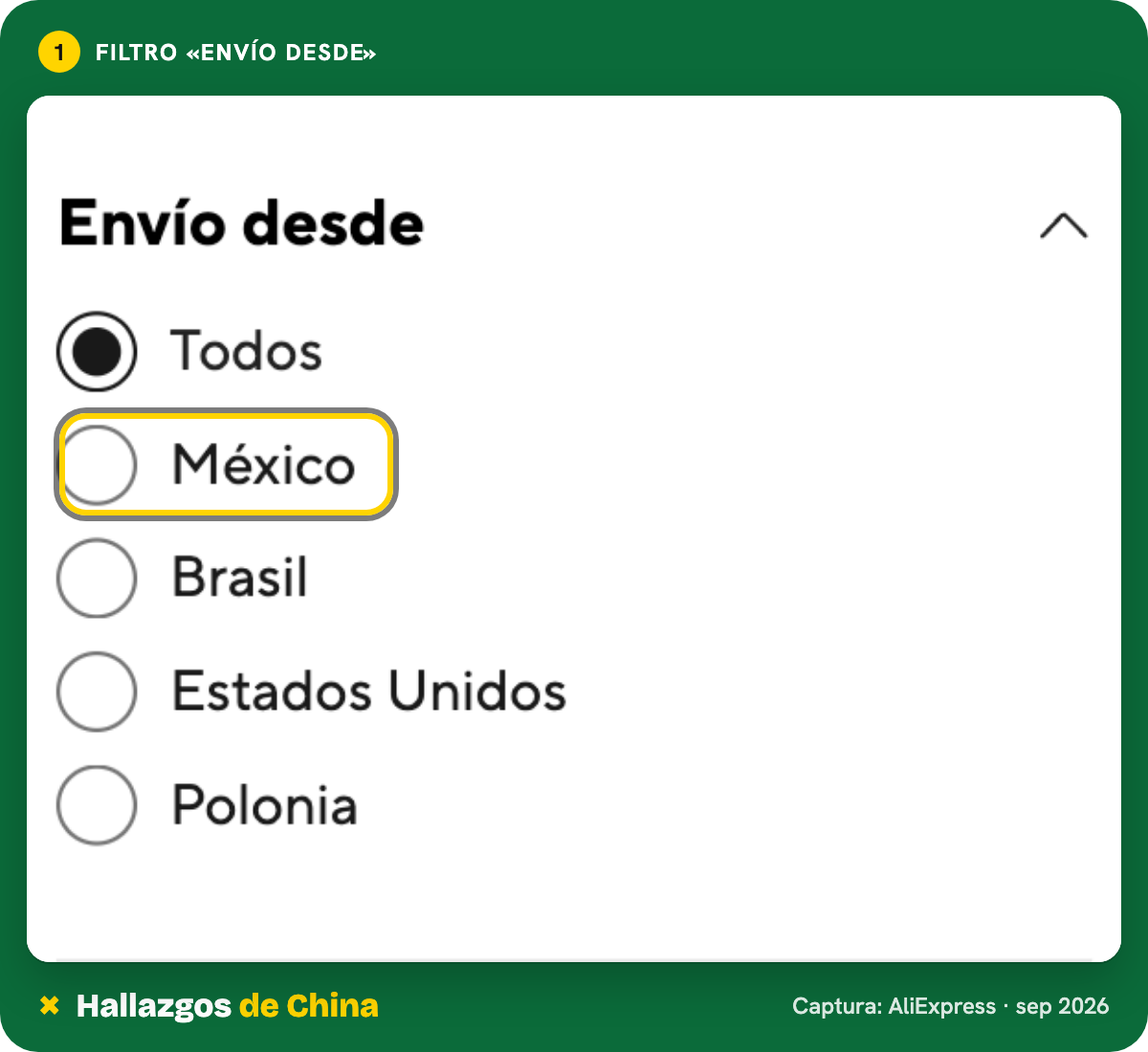 Opciones de búsqueda para México