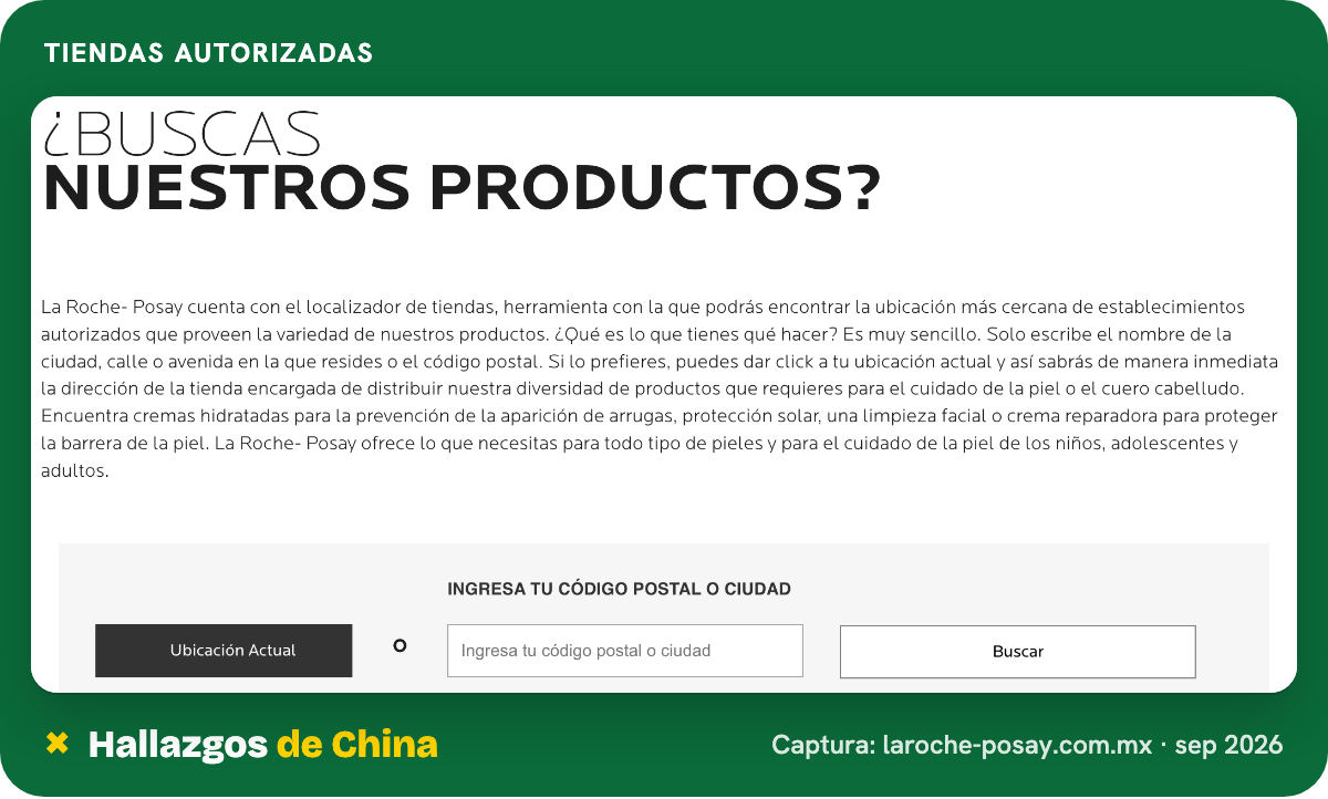 Localizador oficial de establecimientos autorizados de La Roche-Posay México.
