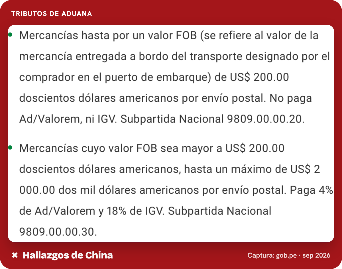Tramos de exoneración y tributos publicados por SUNAT en gob.pe