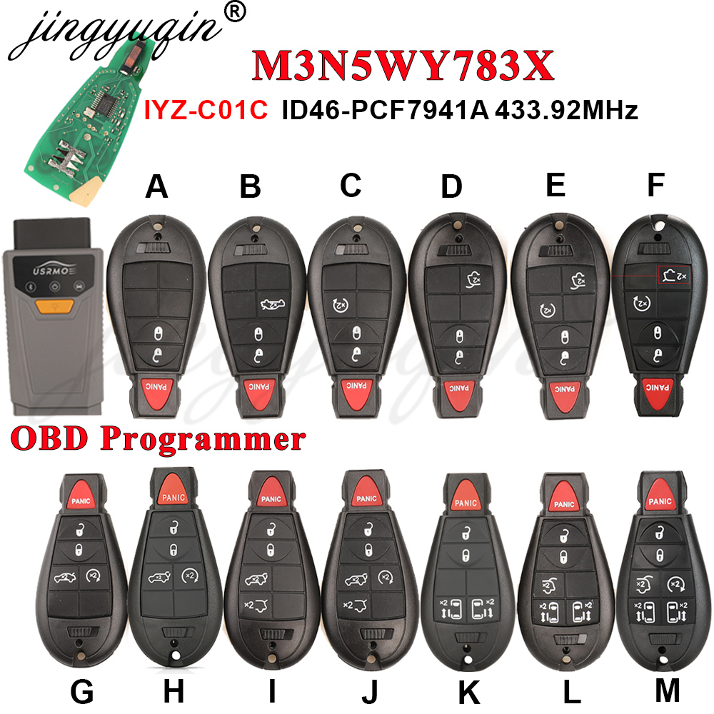 Llave con chip y control remoto jingyuqin para Chrysler, Dodge y Jeep