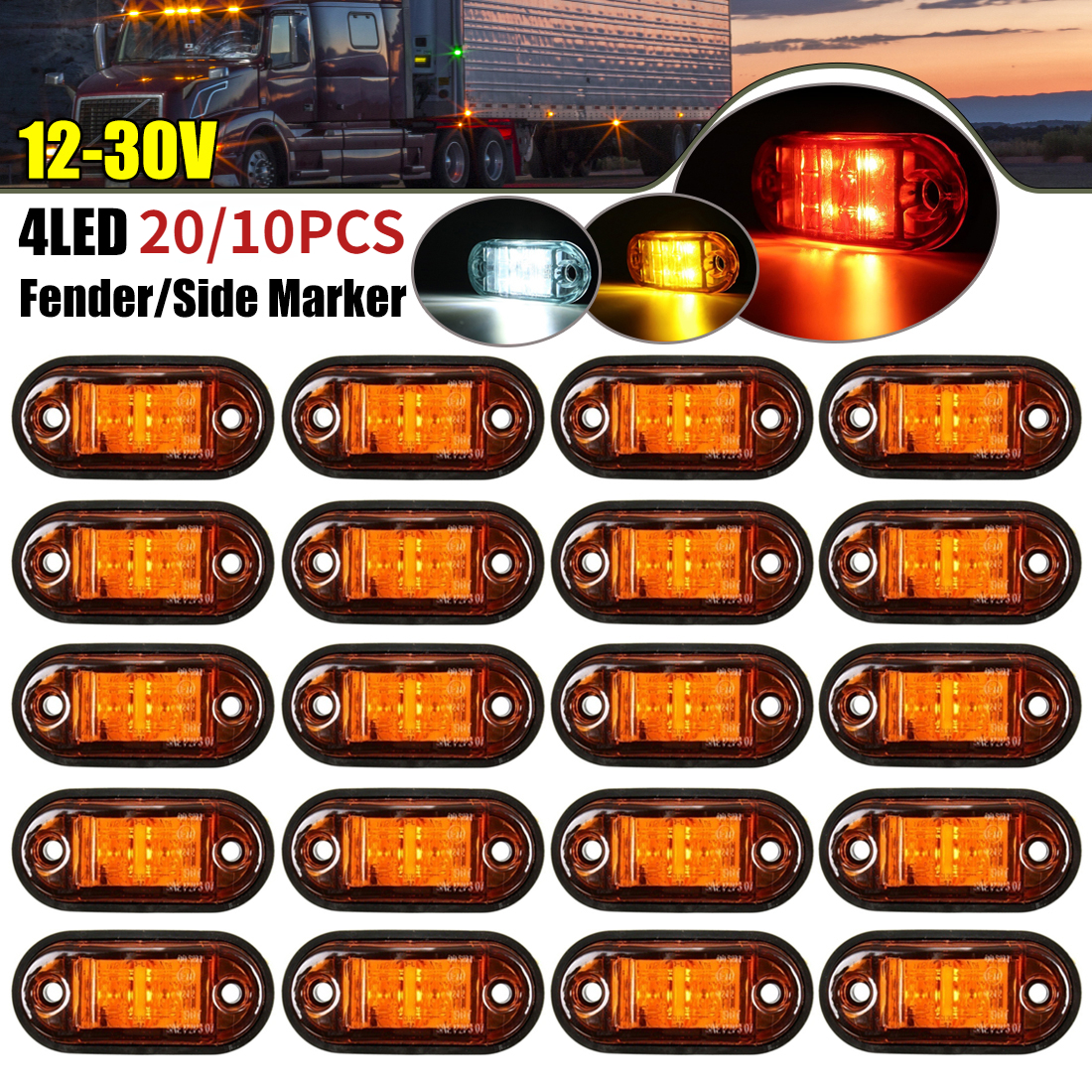 Luces LED de posición lateral de 12V a 24V para camión o remolque