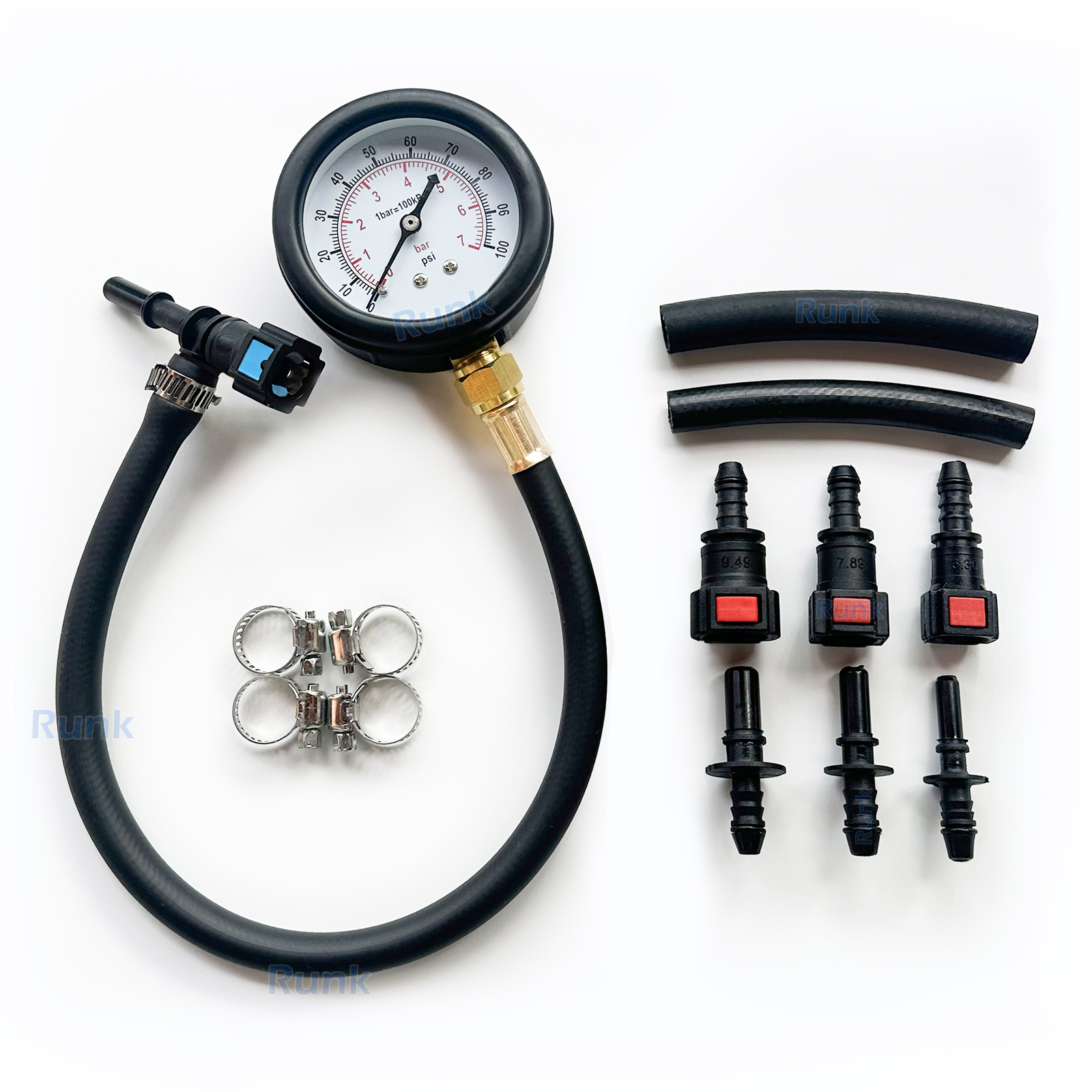 Medidor de presión de combustible 0-100 PSI con adaptadores