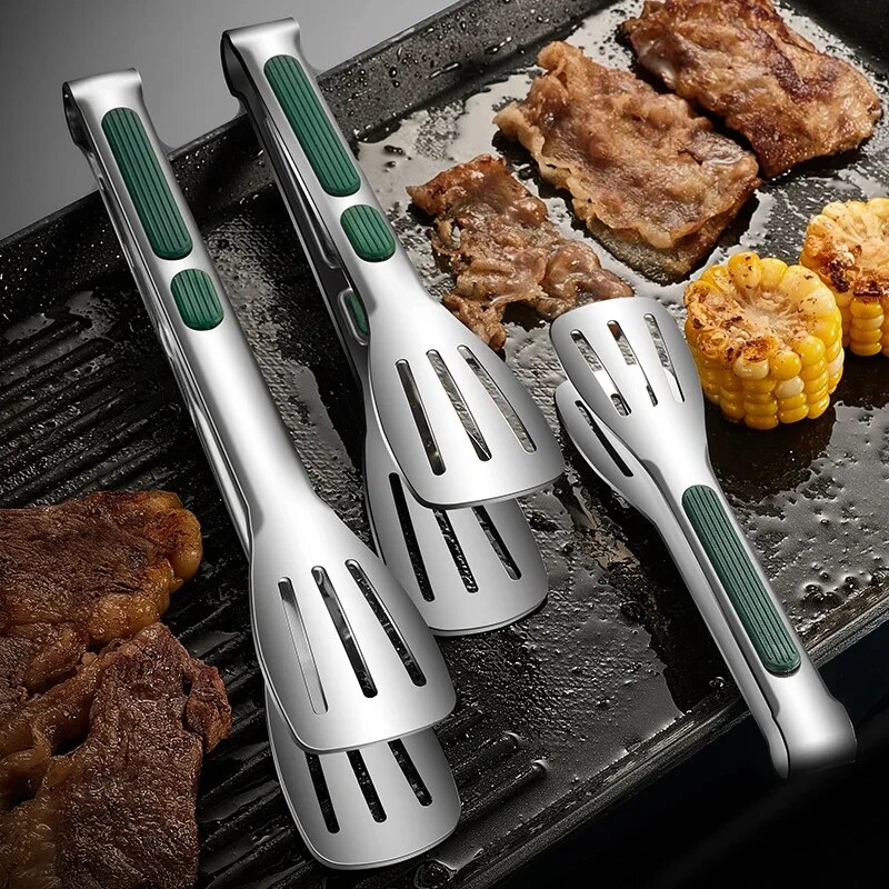 Pinzas de acero inoxidable para cocina con mango antideslizante