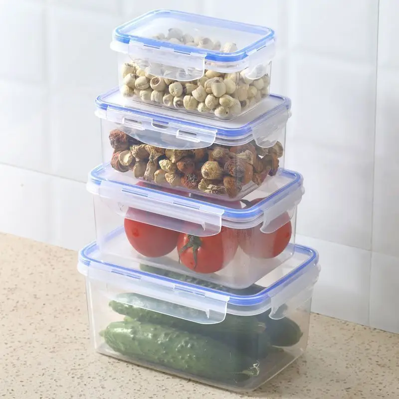 Tupper rectangular hermético de plástico para alimentos