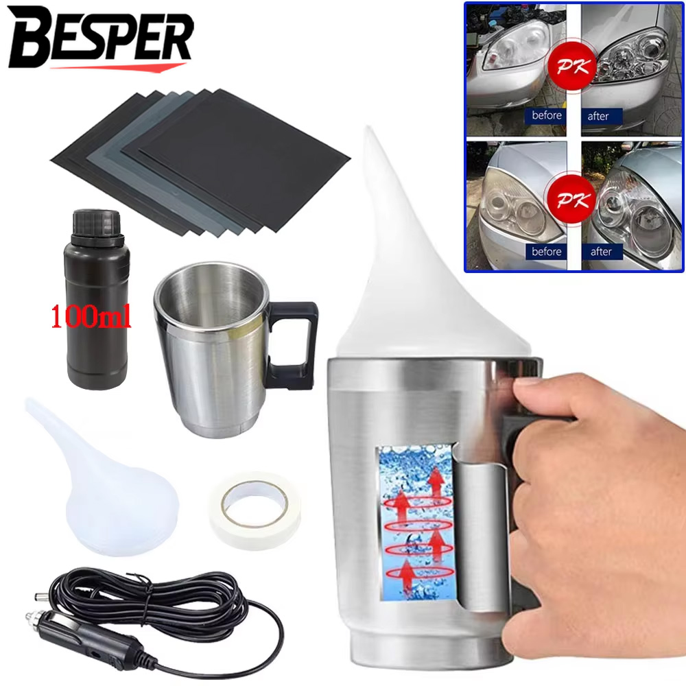 Kit restaurador de focos para auto Besper con taza atomizadora