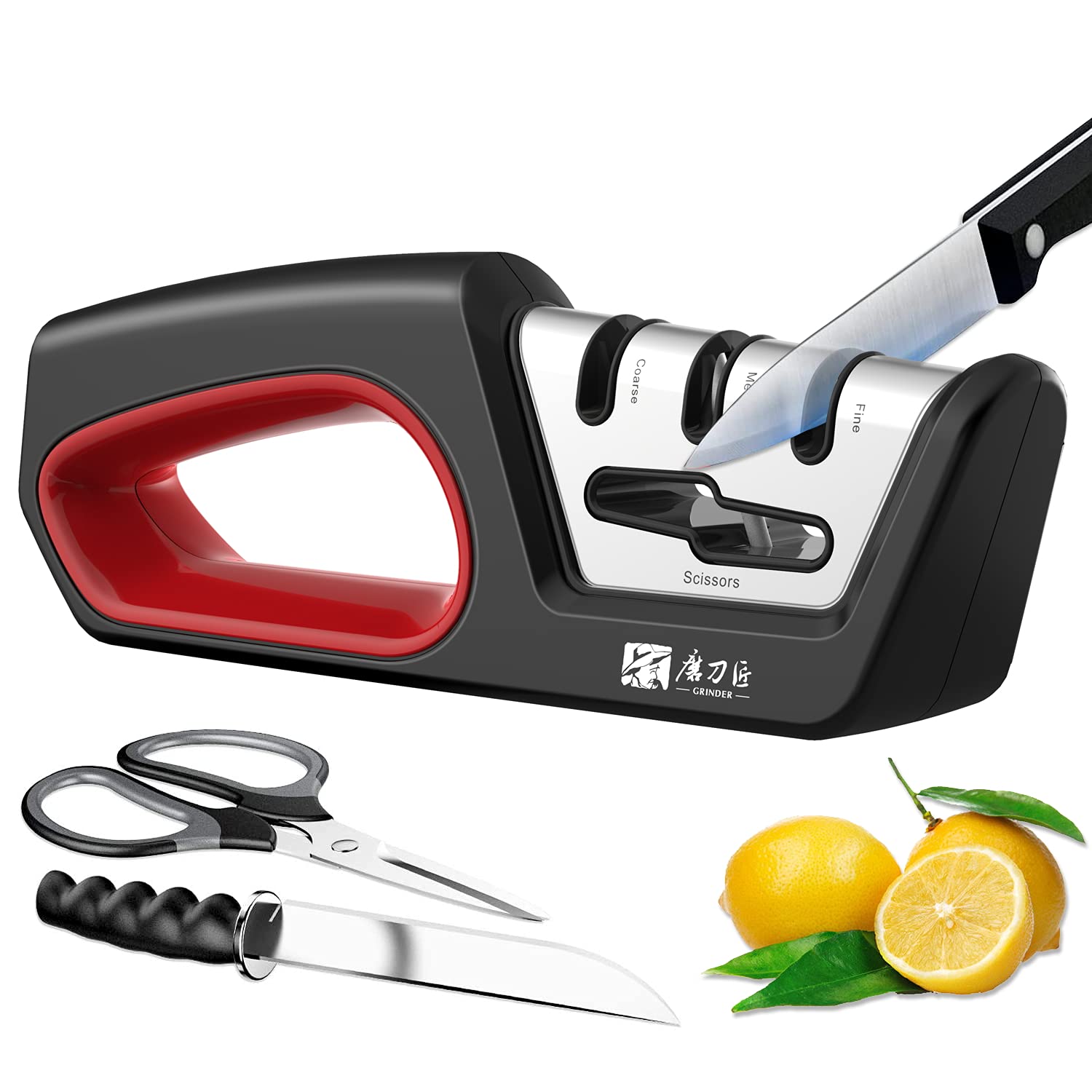 Afilador manual de cocina para cuchillos y tijeras
