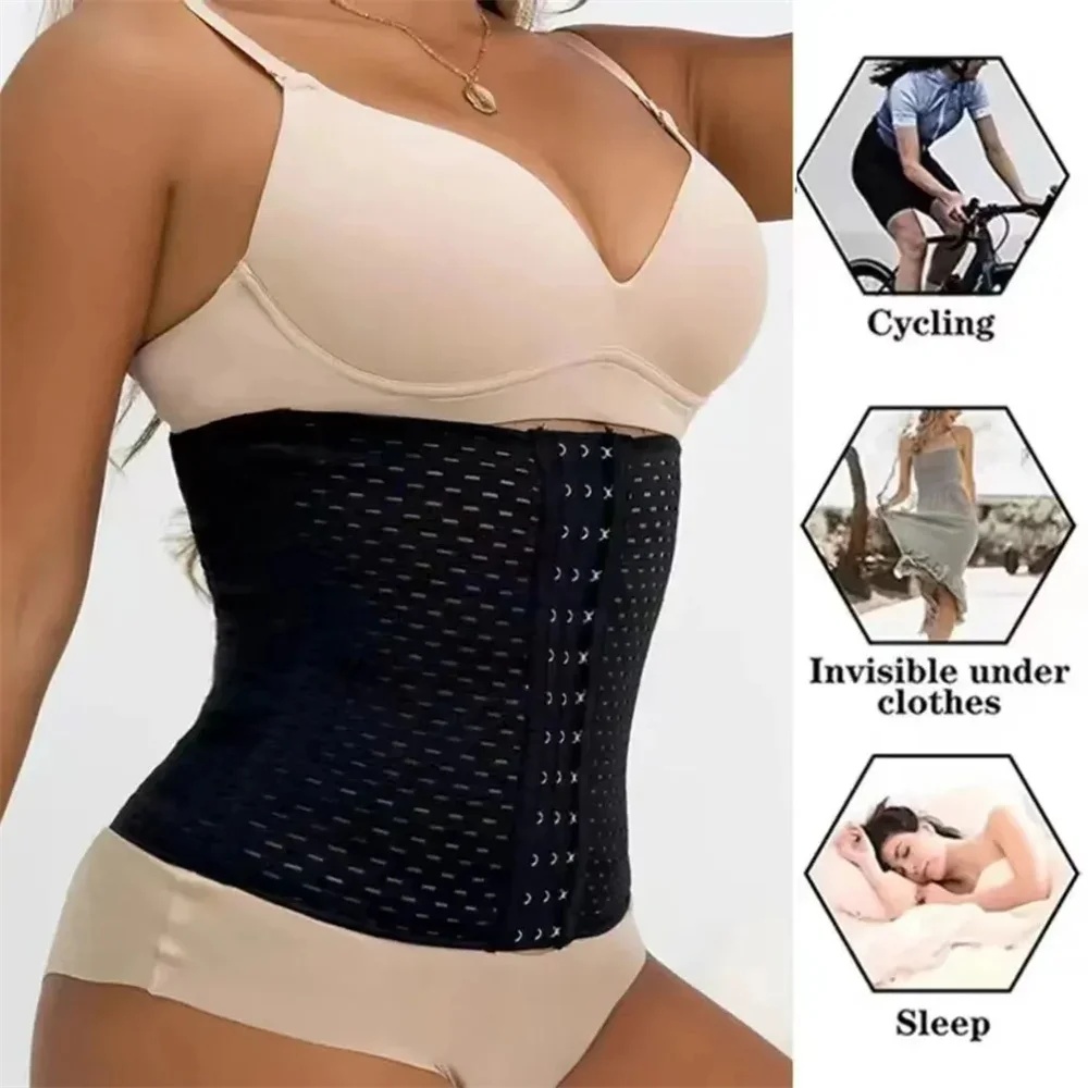 Faja reductora transpirable con varillas y ajuste frontal