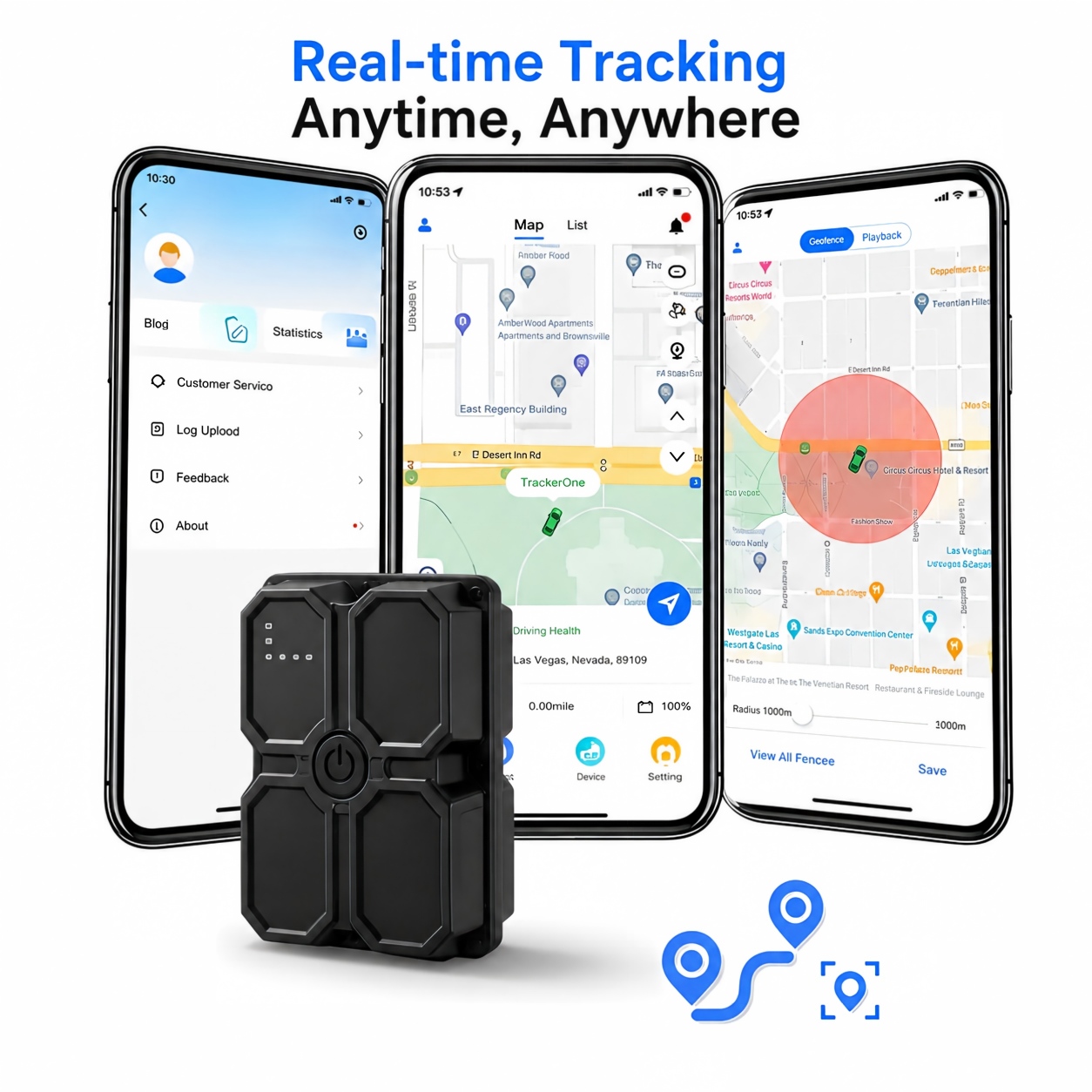Rastreador GPS 4G wanwaytech para auto con batería de 7500 mAh