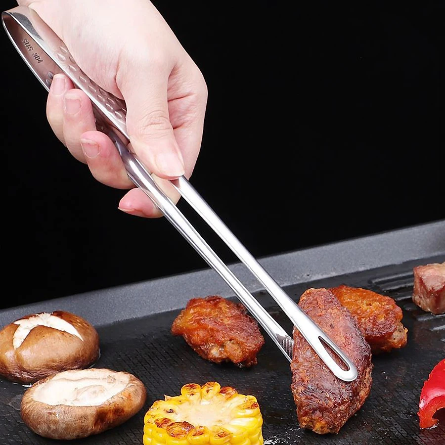 Pinzas largas de acero inoxidable 304 para asador y cocina