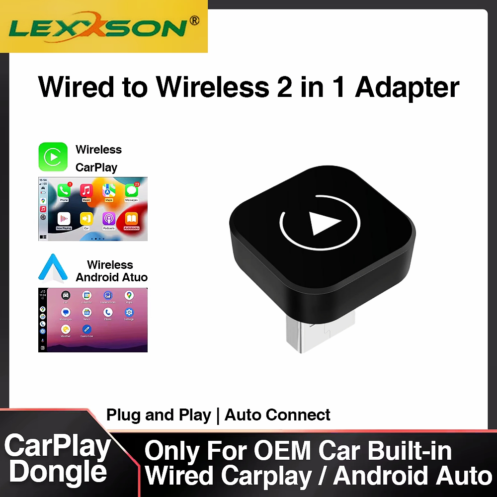 Adaptador inalámbrico dos en uno para CarPlay y Android Auto