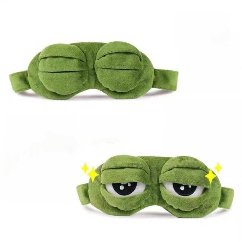 Antifaz para dormir de peluche con diseño de rana