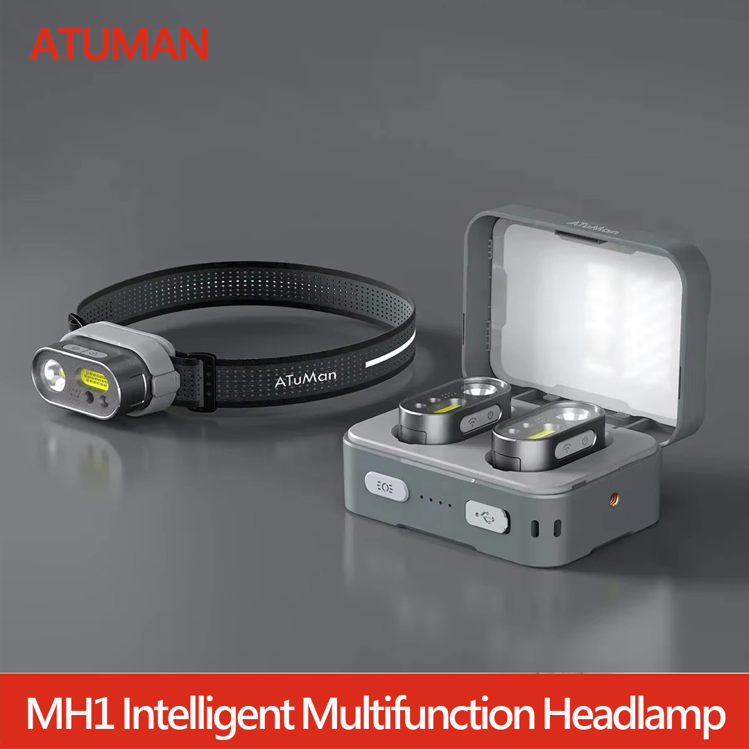 Linterna de cabeza recargable con sensor de movimiento y luz LED