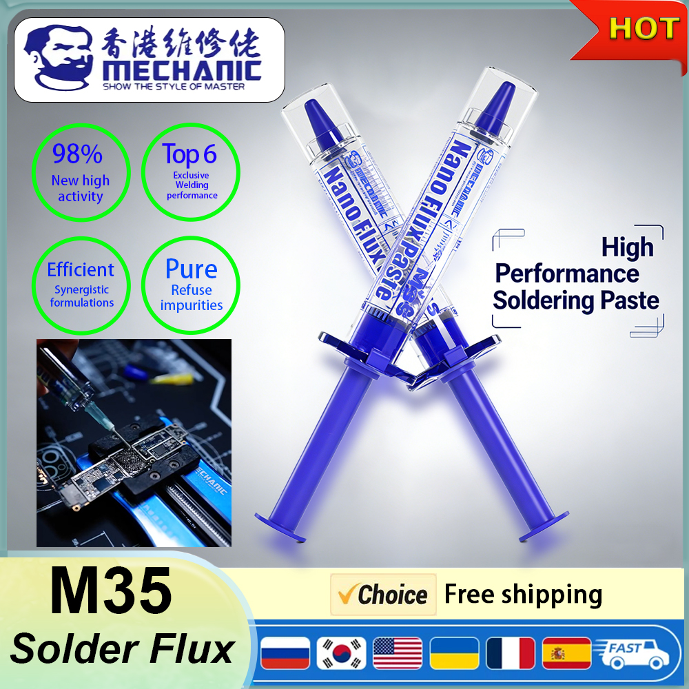 Pasta de flux MECHANIC M35 de 10 cc con agujas para BGA